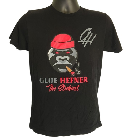 Sticky Situations Glue Hefner Graphic Tee Short Sleeve T-Shirt Men's Small - Picture 1 of 5